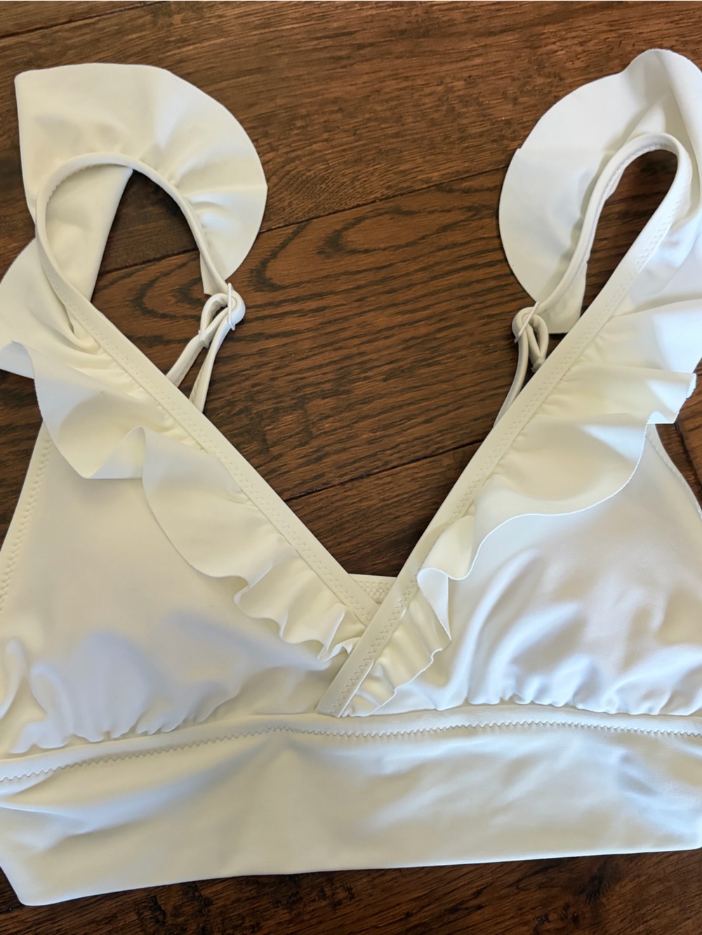 aerie White Ruffle Bikini Top NWT
